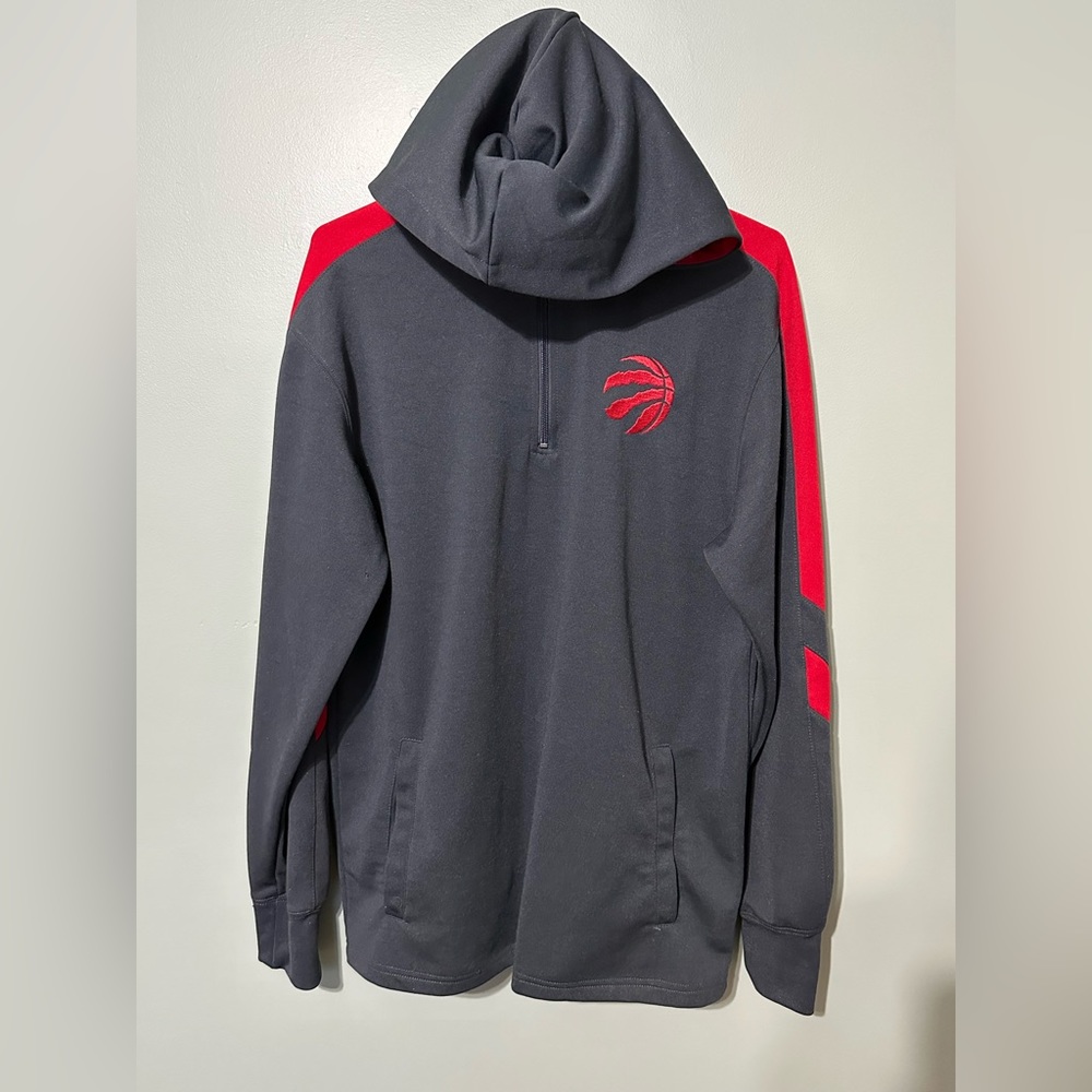 Dark Grey and Red Toronto Raptors Pullover Half Zip Sweater